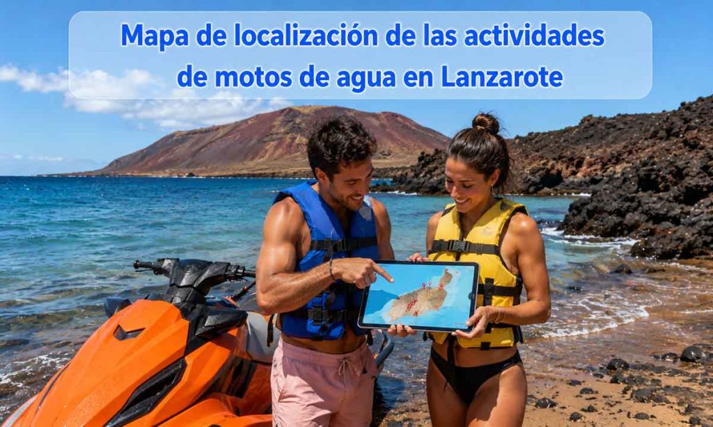Mapa de localización de las actividades de jet ski en Lanzarote
