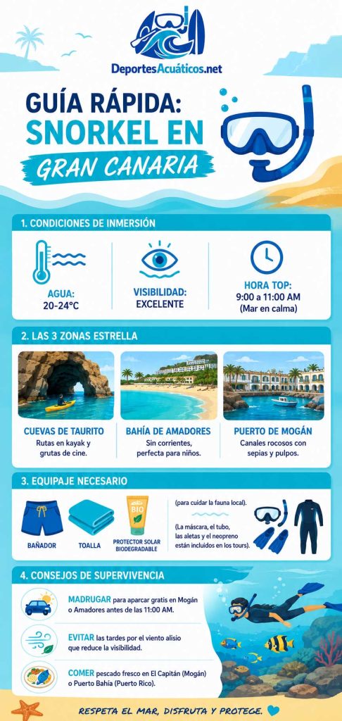 guía para hacer snorkel en Gran Canaria infografía