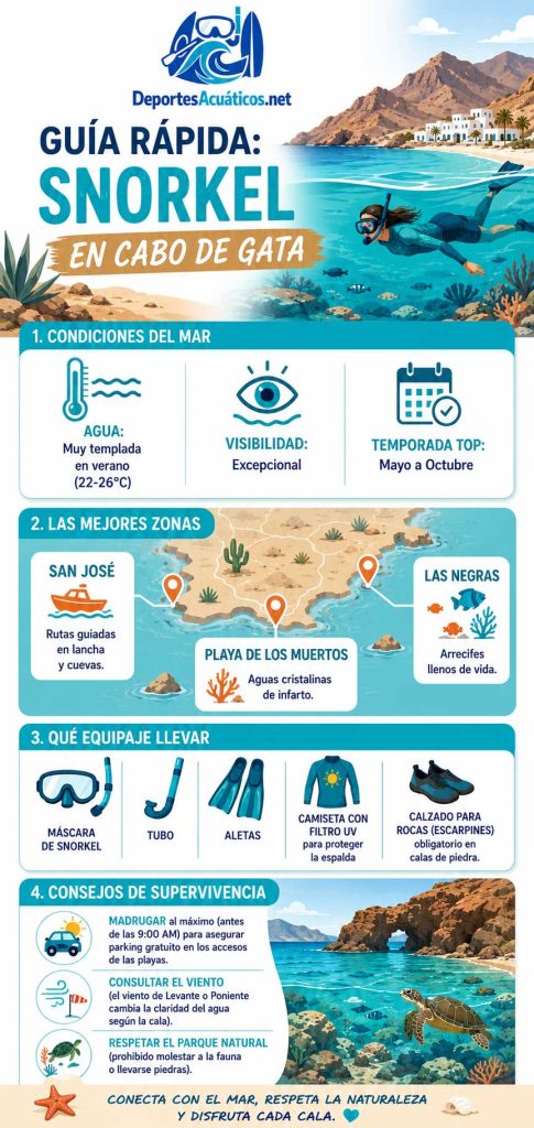 guía para hacer snorkel en el Cabo de Gata infografía