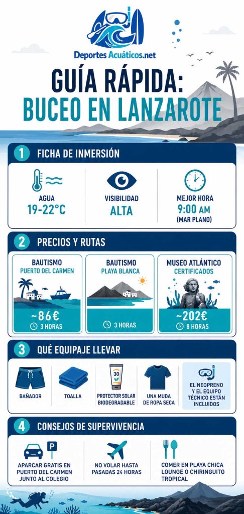 infografía de bucear en lanzarote