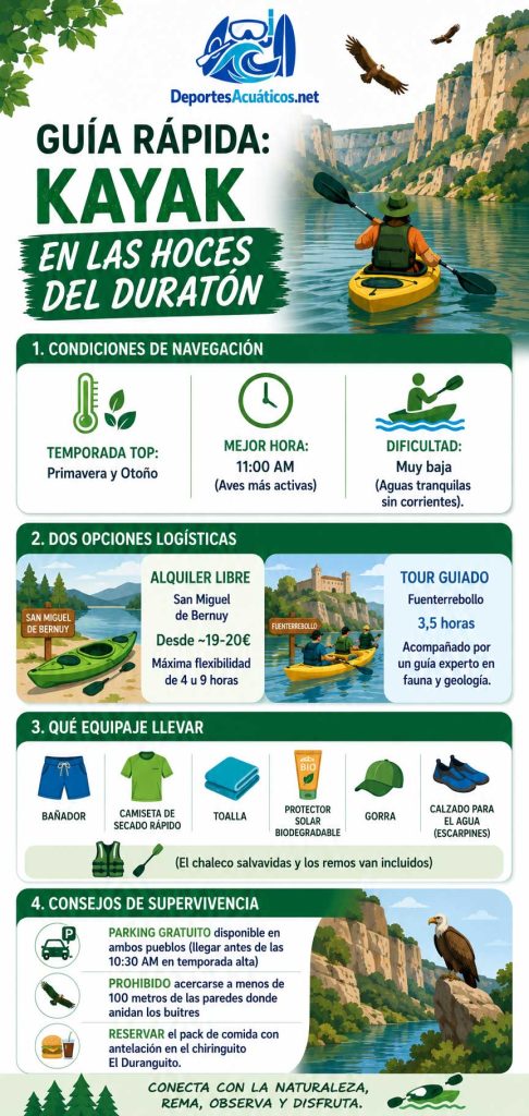 kayak en las hoces del duraton guía e infografia